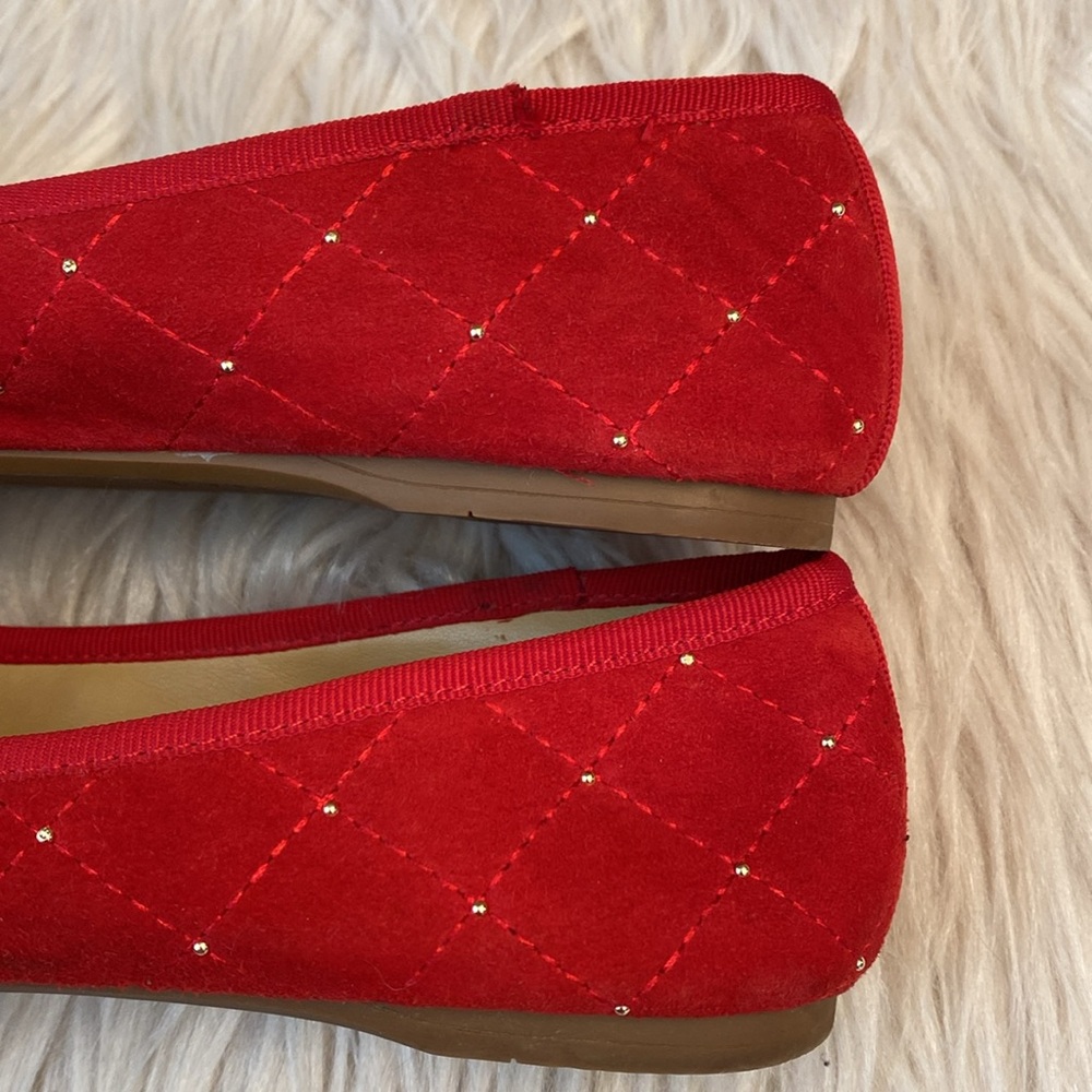 Talbots Penelope Quilted Ballet Flats - Studded Kid Suede - Red, Size 6.5M - Picture 11 of 17